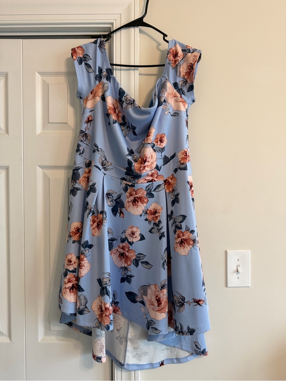 Floral High-low Light Blue Dress